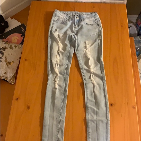 Ripped Light Blue Skinny Jeans - Picture 2 of 4